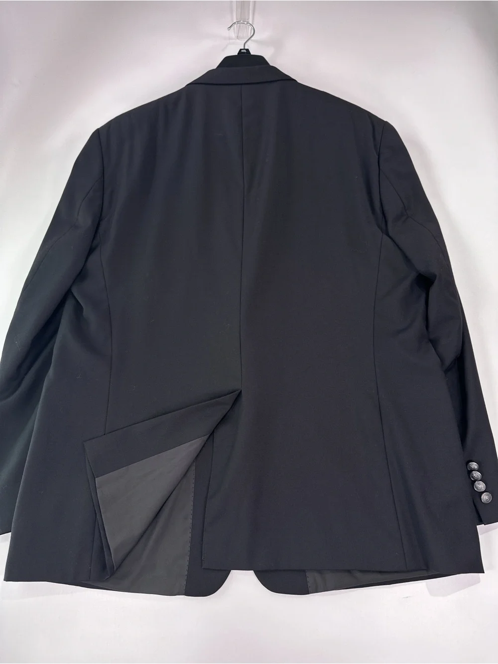 Lauren Ralph Lauren Black 100% Wool Crest Button Blazer Natural Stretch 48L